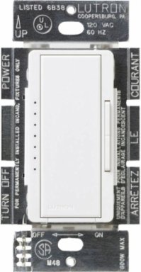 600W Digital Fade Low Voltage Dimmer, Multi-Location, Glossy Finish, White