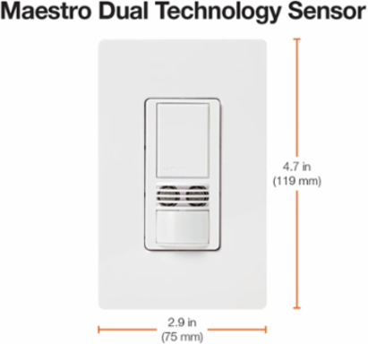 Maestro Dual-Tech Motion Sensor 6A with 180-Degree Coverage, Palladium