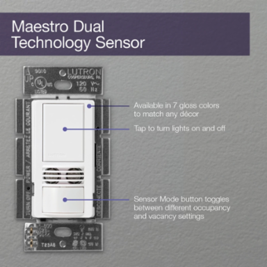 Maestro Dual-Tech Motion Sensor 6A with 180-Degree Coverage, Palladium