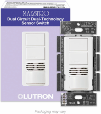 Maestro Dual-Circuit Sensor Switch 6A with 900 ft² Coverage, White
