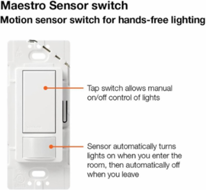 Maestro 5A Motion Sensor Switch, 900 sq ft Coverage, Satin Finish
