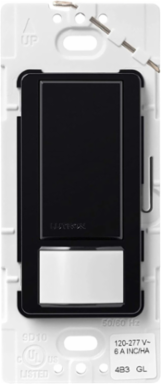 Maestro 6A Dual Voltage Motion Sensor Switch, 180-Degree Coverage, Glossy Black