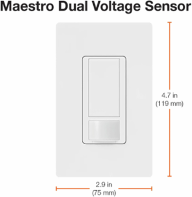 Maestro Vacancy Sensor Switch, 6A, PIR Technology, 180-Degree Coverage, Gray