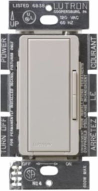 Maestro Companion Dimmer Switch - 120V, Satin Finish, Plastic/Metal, Taupe