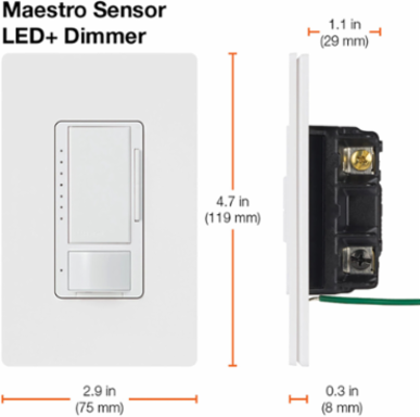 Maestro LED+ Motion Sensor Dimmer Switch, 150W LED, 600W Incandescent, Taupe