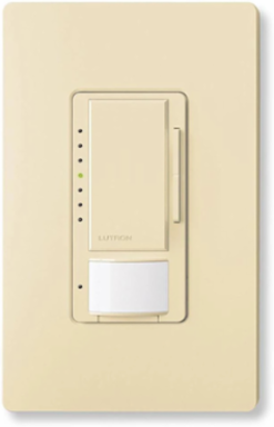 Maestro LED+ Vacancy Sensor Dimmer Switch 150W, Ivory, 180-Degree Field of View