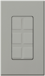 6-Port Frame with Blanks, Gray, Plastic, Surface Mount, Matte Finish