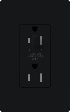 Tamper Resistant 15A Half Dimming Receptacle, 125V, 4.56 x 2.75 Inch, Black