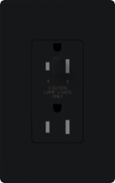 Tamper Resistant 15A Half Dimming Receptacle, 125V, 4.56 x 2.75 Inch, Black