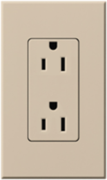 Duplex 15A Receptacle, 125V, 2 Poles, Plastic/Metal, Matte Finish, 4.56 x 2.75 Inch