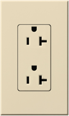 Duplex 20 Amp Beige Receptacle, 125V, Plastic/Metal, 4.56 x 2.75 Inch