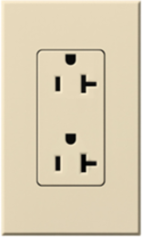 Duplex 20 Amp Beige Receptacle, 125V, Plastic/Metal, 4.56 x 2.75 Inch