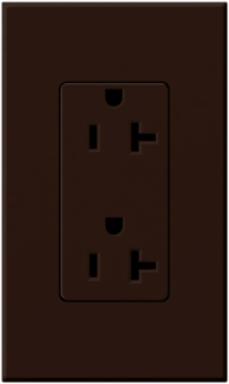 NOVA T Receptacle 20 Amp 125V with Wallbox Mount and Brown Matte Finish