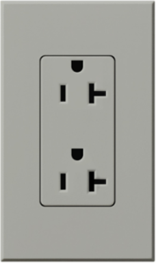 Rectangle Receptacle 125V 20A Gray, Size 4.56 x 2.75 Inch, Plastic/Metal
