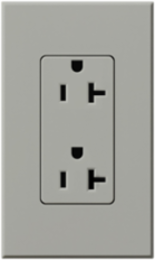 Rectangle Receptacle 125V 20A Gray, Size 4.56 x 2.75 Inch, Plastic/Metal