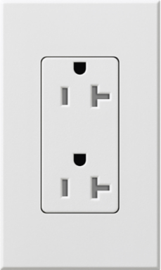 NOVA T Duplex Receptacle 20A 125V, White, Wallbox Mount, Wire Size 10-12 AWG