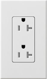NOVA T Duplex Receptacle 20A 125V, White, Wallbox Mount, Wire Size 10-12 AWG