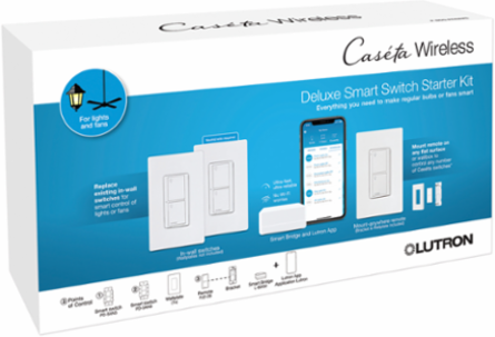 Caseta 2 Smart Switch Starter Kit, White, Controls Up to 600W