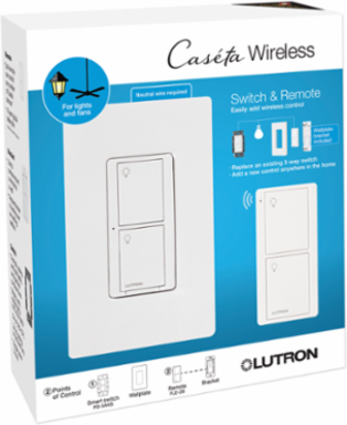 Caseta Smart Switch with Pico Remote, 600W Control, White Finish