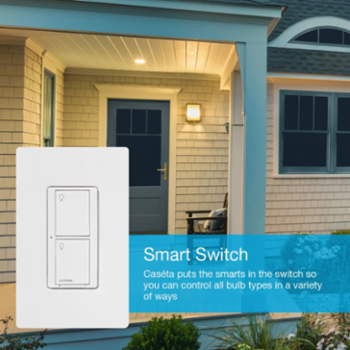 Caseta Smart Switch 6A Lighting Control, Light Almond Finish, 3-Way Capability
