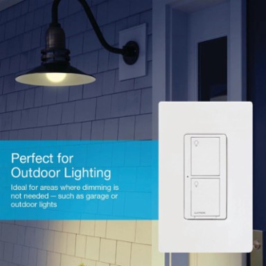 Caseta 6A Wireless In-Wall Smart Switch, Glossy White Finish, 120V