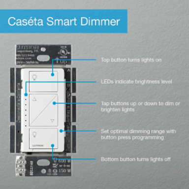 Caseta Wireless Dimmer Switch Black, 4.69 x 2.94 Inch, 150W LED/600W Incandescent