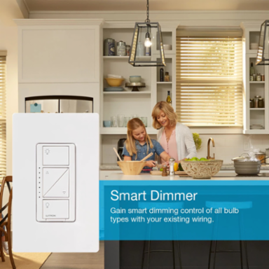 Caseta Wireless Smart Dimmer Switch 150W LED, 600W Incandescent, Ivory