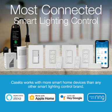Caseta Wireless Smart Dimmer Switch 150W LED, 600W Incandescent, White
