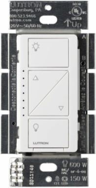 Caseta Wireless Smart Dimmer Switch 150W LED, 600W Incandescent, White