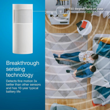 Caseta Motion Sensor, 180° Field of View, 60 ft Range, 10 Year Battery Life