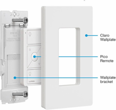 Caseta Wallplate Bracket for Pico Remote, Surface Mount, Plastic Material