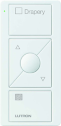 Pico Wireless Remote Control for Draperies, Glossy White, 3 Buttons, 30 ft Range