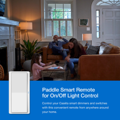 Lutron Pico Paddle Remote,  Wireless On/Off Control For Lutron Smart Dimmers And Switches, PJ2-P2B-GBL, Black
