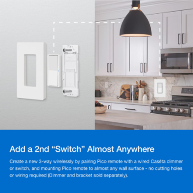 Lutron Pico Paddle Remote,  Wireless On/Off Control For Lutron Smart Dimmers And Switches, PJ2-P2B-GGR, Gray