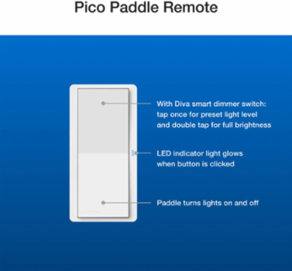 Lutron Pico Paddle Remote,  Wireless On/Off Control For Lutron Smart Dimmers And Switches, PJ2-P2B-GIV, Ivory