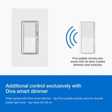 Pico Smart Remote Control - White, 30 ft Range, Battery-Powered, 10-Year Life