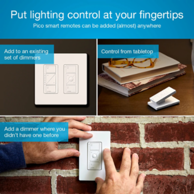 Pico Wireless Remote Wall-Mount Kit, 3 Buttons, White