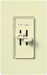 Skylark Dual Slide Fan/Light Control, 120V, 300W Light, 2.5A Fan, Almond, 4.69 x 2.94 Inch