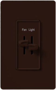 Skylark Dual Fan/Light Control, 120V 300W, 2.5A, Wallbox, Brown