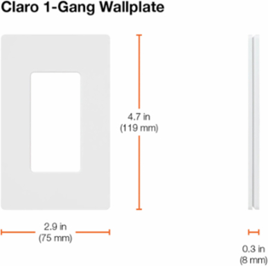 Claro Decorative 1-Gang Wallplate, Satin Finish, 4.69 x 2.94 Inch