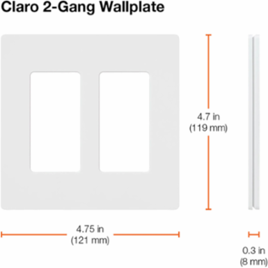 Satin Finish 2-Gang Wallplate, 4.69 x 4.75 Inch, Plastic