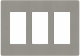 Claro Satin Wallplate 3-Gang, 4.69x6.56 Inch, Gray Plastic