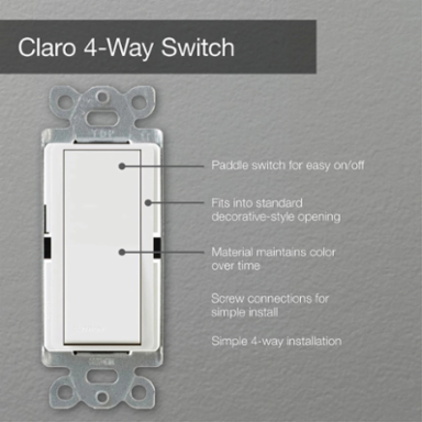 Satin 4-Way Paddle Switch, 15A, 120/277 VAC, for Lighting Control