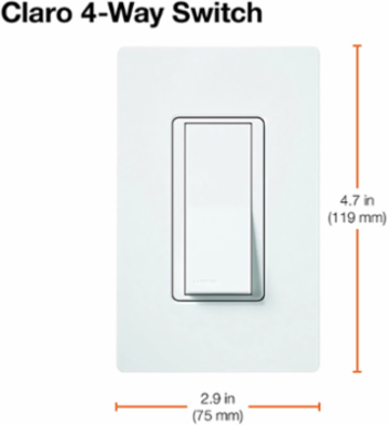 Claro Satin 15A 4-Way Paddle Switch, 4.69 x 2.94 Inch, Wallbox