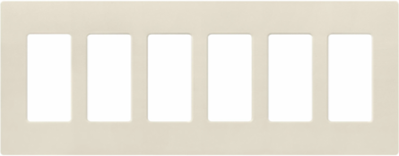 Claro Satin Wallplate, 6-Gang, 4.69 x 12 Inch, Plastic, Snap-On Installation