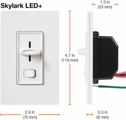 Skylark LED+ Dimmer Switch 150W LED/600W Incandescent, Brown, Gloss Finish