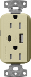 Lutron Claro 15A Tamper-Resistant USB Type A and C Duplex Receptacle, Decorator Style outlet, Satin Finish, SCR-15-ACTR-SA, Sage