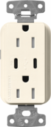 Lutron Claro 15A Tamper-Resistant USB Type A and C Duplex Receptacle, Decorator Style outlet, Satin Finish, SCR-15-CCTR-BI, Biscuit