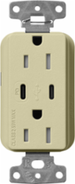 Lutron Claro 15A Tamper-Resistant USB Type A and C Duplex Receptacle, Decorator Style outlet, Satin Finish, SCR-15-CCTR-SA, Sage