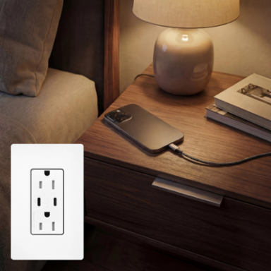 Lutron Claro 15A Tamper Resistant USB Type C Duplex Receptacle Designer style receptacles, Satin Finish, SCR-15-CCTR-SW, Snow White.